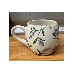 Potter’s Studio‎ Floral Mug Purple Flowers Stoneware Round Cup Dishwasher Safe